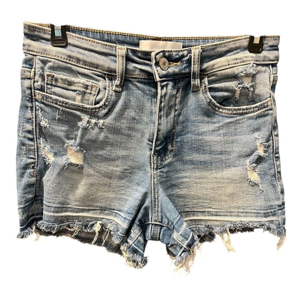 Vervet Distressed Raw Hem Jean Shorts‎ w/ Stretch- Size Small